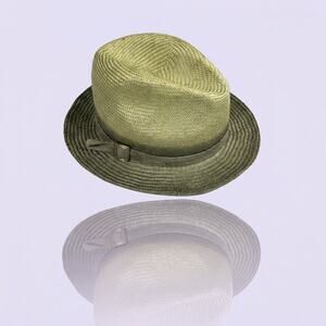 Cha-Cha's House of Ill Repute Straw Fedora Hat - Green & Beige Brim - NYC Custom